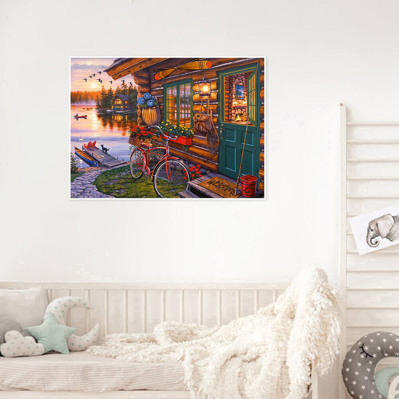 Oil Painting By Numbers Acrylic Handmade Lakeside Scenery Digital Picture D