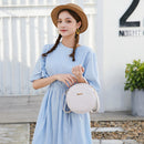 Women Small Round Shoulder Bag Alligator PU Travel Circle Zip Crossbody Handbag