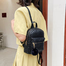 Fashion Women Lattice Pattern PU Pure Color Backpack Casual Ladies Small Handbag