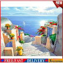 5D Full Round Drill Diamond Painting Seaside Castle Steps DIY Cross Stitch