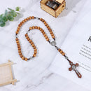 Catholic Rosary Necklace Cross Pendant Cross Necklace Wood Beads Necklace