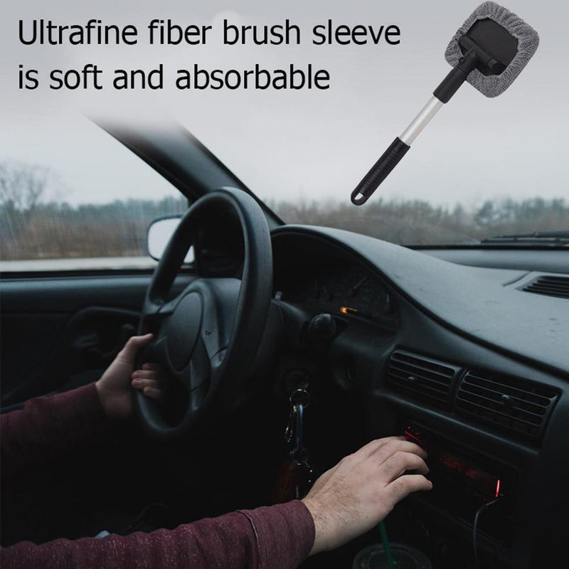 Telescopic Microfiber Car Window Cleaner Brush Windshield Wiper Cleaning Tool