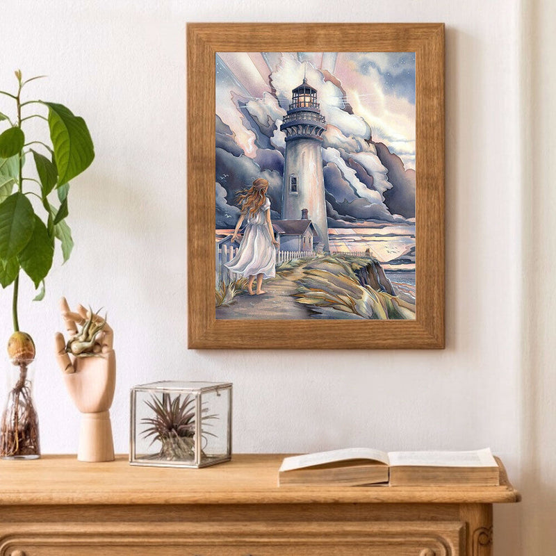 Lighthouse After Storm Oil Paint By Numbers Kits DIY Handpainted on Canvas