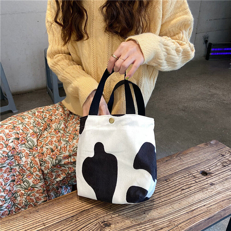 Portable Corduroy Lunch Bags Student Animal Pattern Bento Case Lunch Picnic Tote