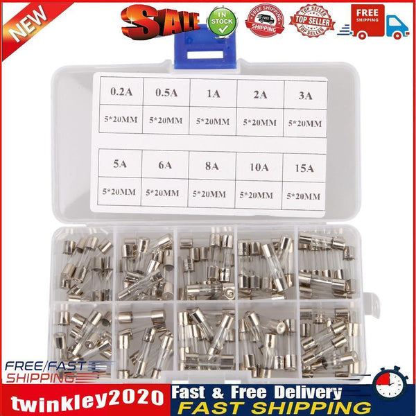 100PCS 5 x 20mm Fast Quick Blow Glass Tube Fuse Assortment Kit Newly