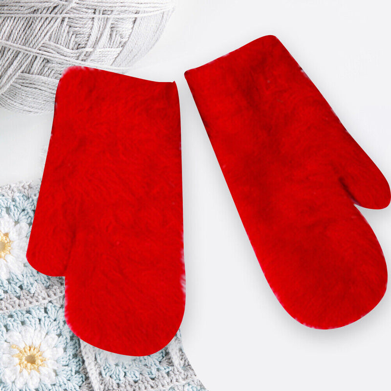 Korean Fashion Women Cartoon Full Finger Gloves Winter Warm Rabbit Wool Mitts