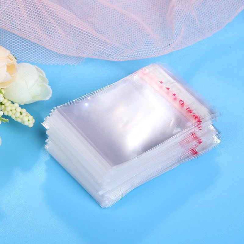 100pcs Clear OPP Bags Self Adhesive Seal Plastic Sequins Jewelry Container