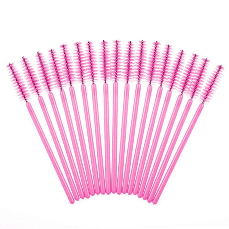 100Pcs Disposable Eyelash Brush Mascara Wands Applicator Spoolers (Pink)