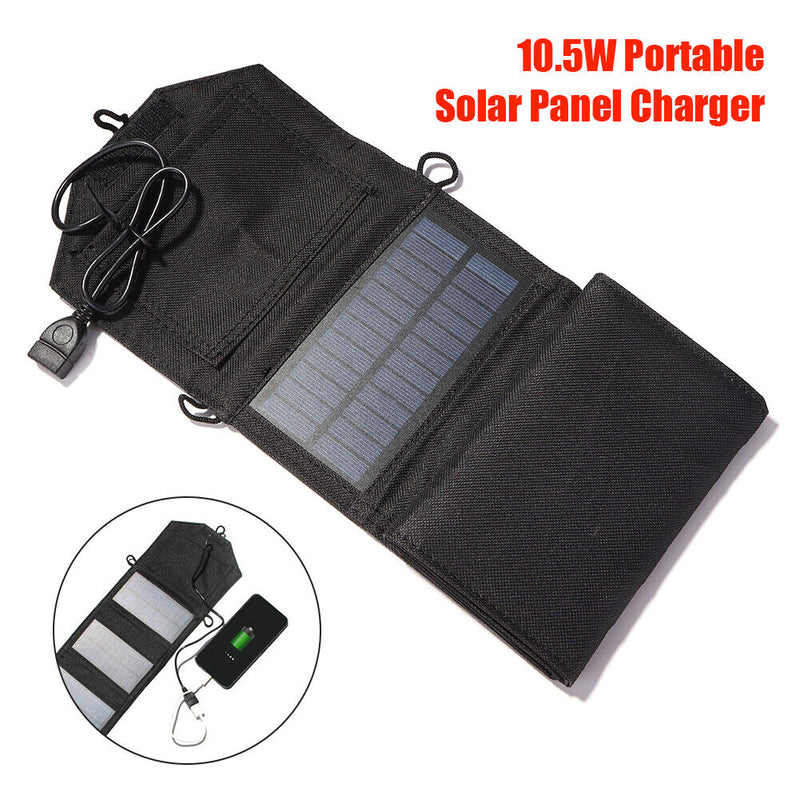 Foldable 10.5W USB Solar Panel Charger Outdoor Mobile Power Battery Chargin