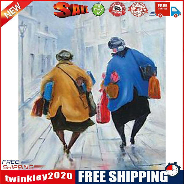 Two Old People Oil Paint by Numbers Hand Painted on Canvas for Home Decor