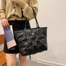Women Fashion Cotton Large Shoulder Tote Bag Winter Pure Color Bucket Handbag
