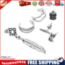 6pcs/set Retro Punk Leaf Animal Circle Earrings Studs Ear Clips for Women