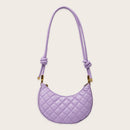 Fashion Lattice Pattern PU Hobos Bags Women Solid Crescent Shoulder Handbags
