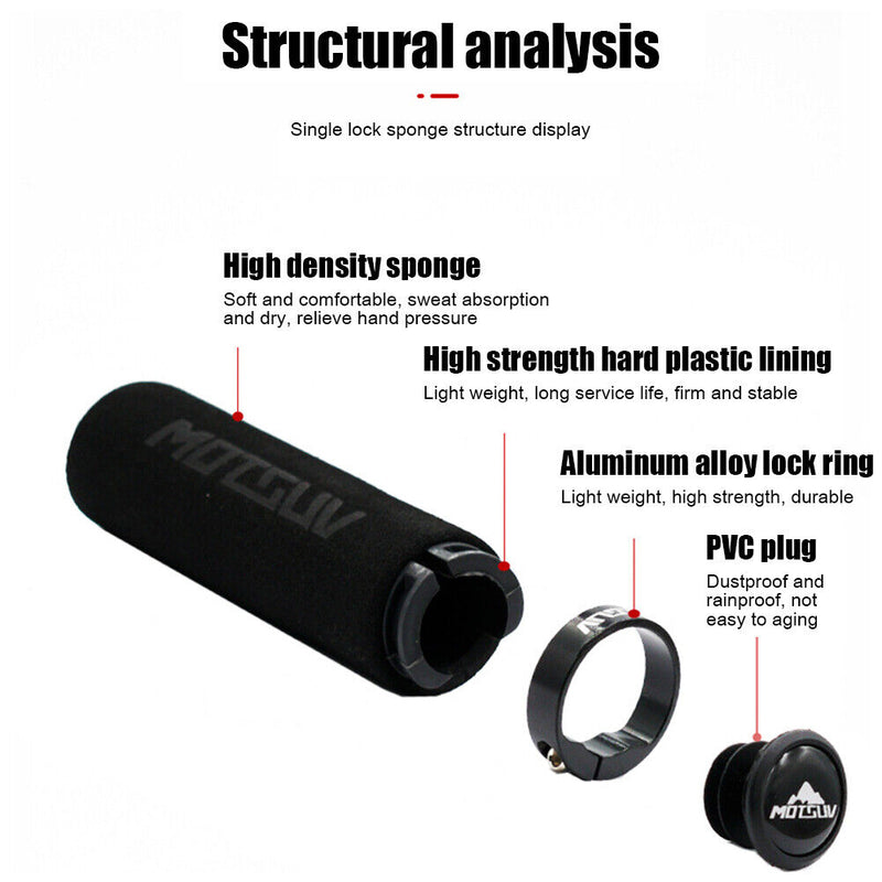 MOTSUV Bicycle Locking Soft Sponge Handle Grip Lock Bar End Cap Bike Accessories