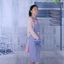 Embroidered Plaid Cotton Apron Kitchen Dining-room Clothes Apron(Blue)-1744