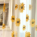 Sunflower Print Window Door Curtain Tulle Curtains for Living Room (Yellow)