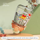 1100ml Straw Big Belly Water Cup Drinking Water Bottle w/ Stickers (Orange)