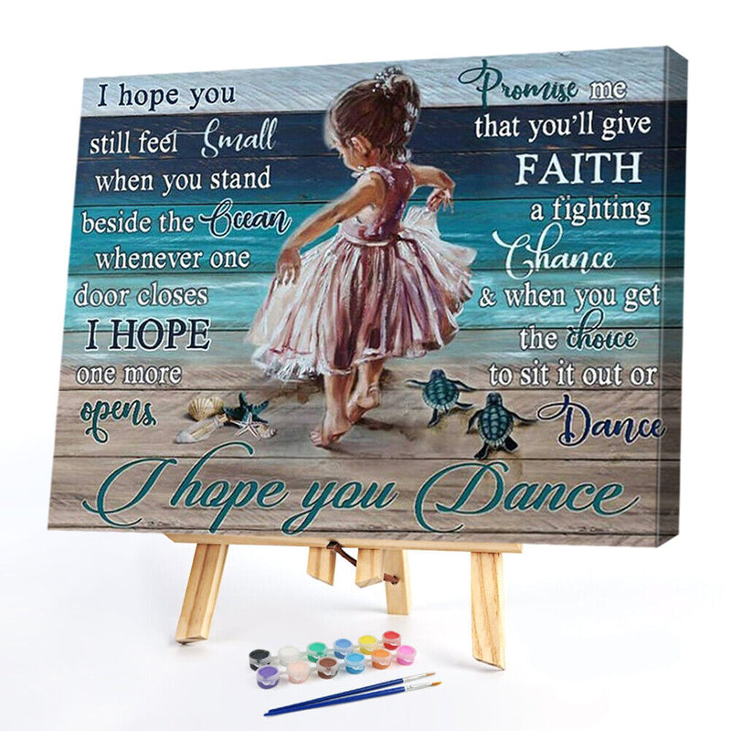 Dancing Girl Oil Paint By Numbers Kits Canvas DIY Picture Hand Painted Wall Art