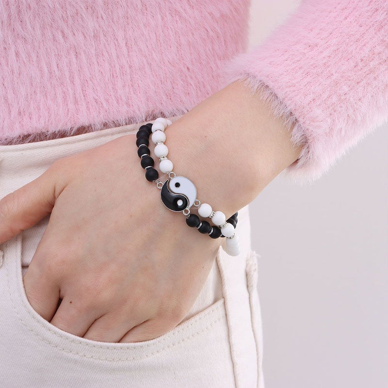 Yin Yang Paired Fashion Jewelry Couple Bracelets Beaded Tai Chi Best Friends