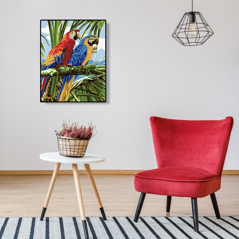 DIY Digital Oil Painting By Numbers Kits Two Parrots Animals Wall Picture