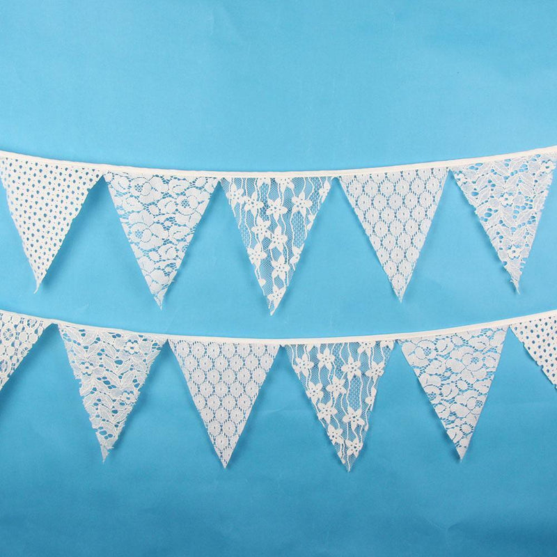 12 Flags 3.2m Lace Flowers Pennant Flags Bunting Wedding Party Decor Banner