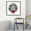 Stamped DIY Cross Stitch Partial Embroidery Kit Christmas Snowman Wreath Gift