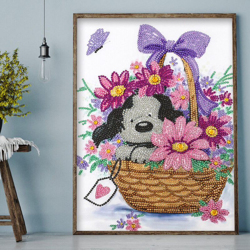 5D Diamond Flower Basketball Puppy Full Drill Rhinestone Mosaic Art Picture Kits