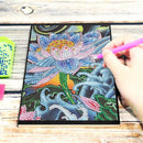 DIY Lotus Special Shaped Diamond Painting 50 Pages A5 Notebook Sketchbook Crafts