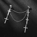 Dangle Drop Hip Hop Long Chain Stud Cross Earrings Tassel Earrings Multi-Layer