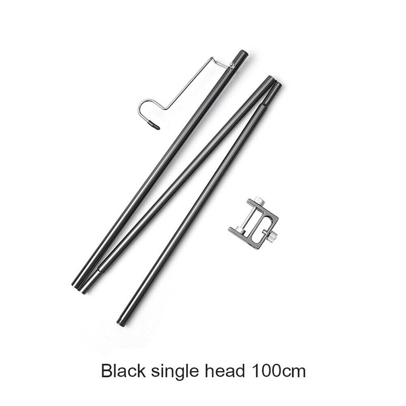 Camping Lamp Pole Ground Desktop Fixing Lantern Holder (Black Single Hook) Newly