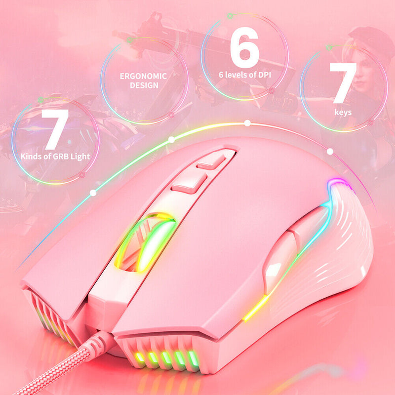 USB Wired Gaming Playing Mouse Non-Slip 6-Gear Adjustable DPI RGB Computer Mice