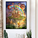DIY Sky City and Rainbow Printed Cross Stitch Full Cotton Handmade Embroidery