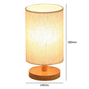 Bedside Table Lamp, Dimmable USB LED Light with Fabric Shade Wood Base (A) Newly