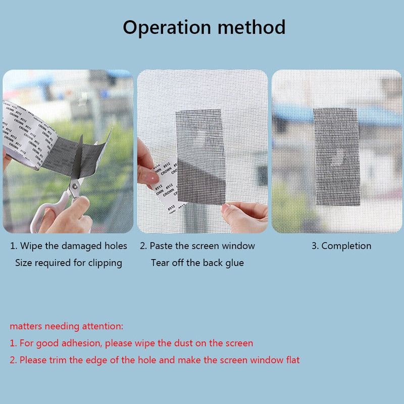 10cmx2m Screen Repair Tape Window Door Patch Self-Adhesive Mosquito Netting