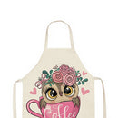Coffee Owl Printed Kitchen Cotton Linen Apron Cooking Baking Bibs Tools