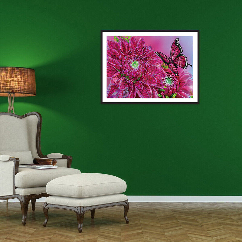 5D Special Shaped Diamond Painting Flower Butterfly DIY Rhinestone Mosaic Wall