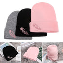 Snow Warm Hats Feather Embroidery Hats Knitted Cap Women's Cotton Beanies