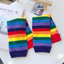 Striped Warmer Halloween Costume Gloves Knitted Sunscreen Fingerless Arm Sleeve