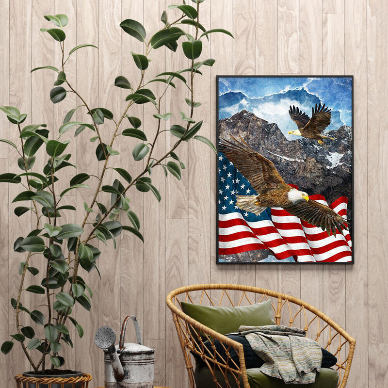 5D DIY Diamond Painting USA Flag Eagle Full Round Drill Crafts Mosaic Rhinestone