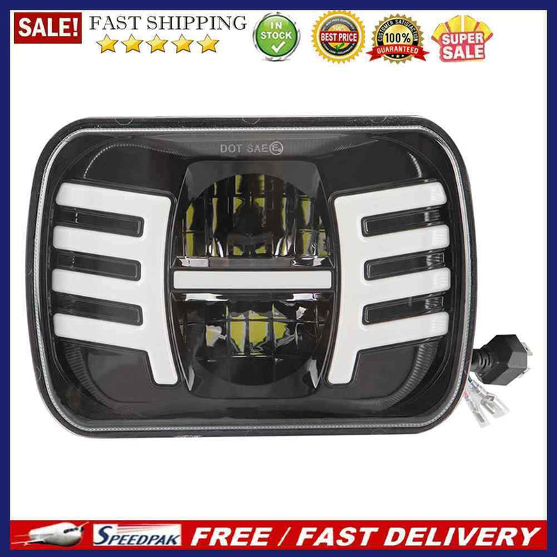 7 inch Square LED Headlight 7x6 5x7 Hi/Lo Beam Headlamp DRL Turn Signal for