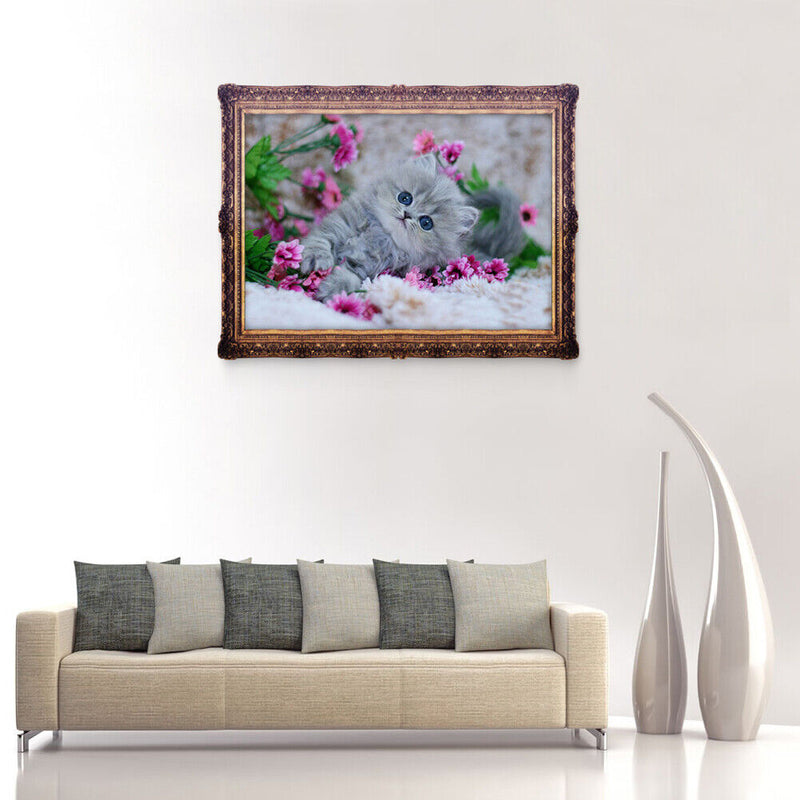 DIY Diamond Painting Cat 5D Diamond Embroidery Animal Kitten Mosaic Home Decor C