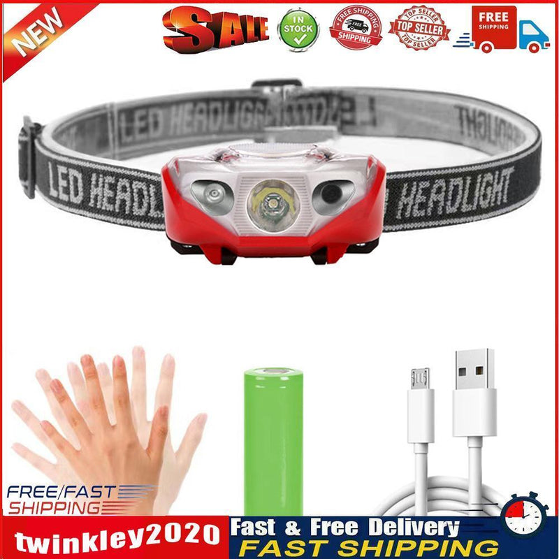 XPE LED Headlamp Wave Induction 500lm Waterproof Camping Headlight Red Newly