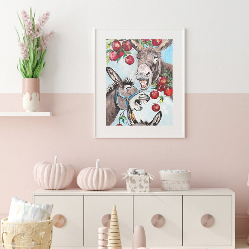 5D Two Donkey Mosaic Diamond Painting Drawing Full Round Drill DIY Art Handcraft