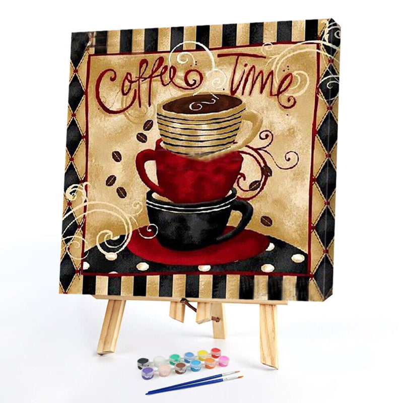 Retro Coffee Oil Paint By Numbers DIY Frameless Art Picture Decor (S281)