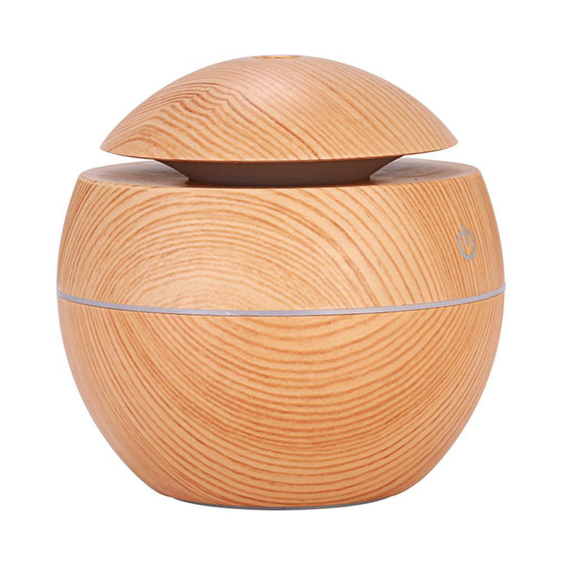 LED USB Induction Wood Grain Humidifier Ultrasonic Air Diffuser(Light Brown