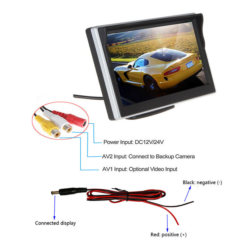 Universal 5in Car Rear View TFT LCD HD Video Surveillance Monitor Accessory Set