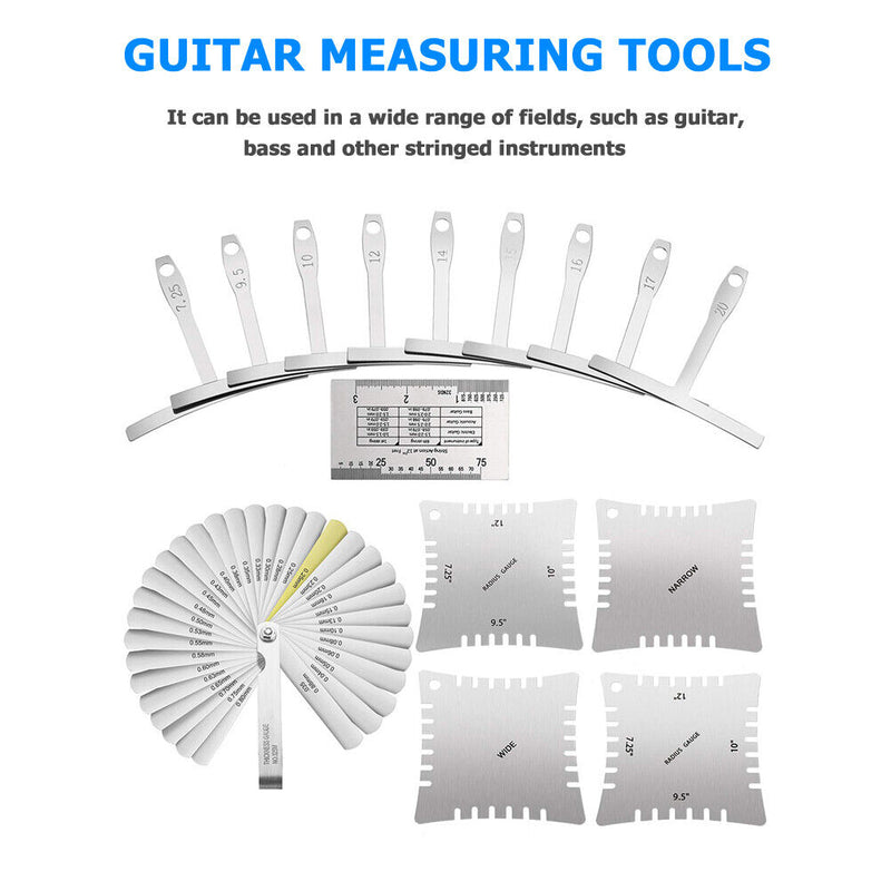 1 Set Guitar Measuring Tool Understring Radius Feeler Notched Radius Gauges