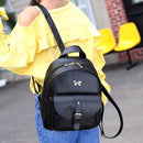 4pcs Women PU leather Backpack Shoulder Bag Clutch Bag Card Holder(Black)