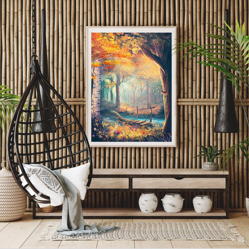 Forest Bridge Lake Oil Paint By Numbers Kits DIY Home Decoration Gift Unframed