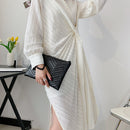 Retro PU Leather Embroidery Party Clutch Purse Pure Color Zipper Travel Wallets